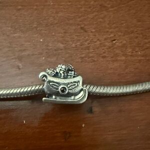 Pandora Santa Sleigh Garnet and Sterling Charm